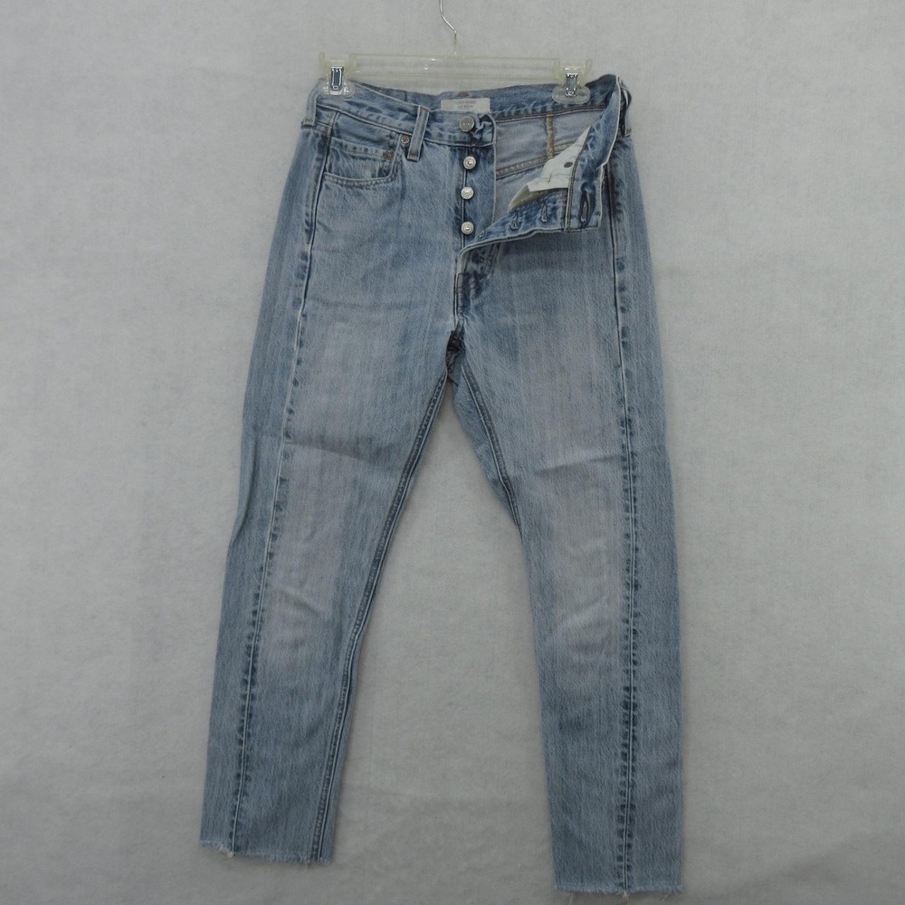 Levis Altered 501 Skinny Jeans Womens W26 L25 Blue Wash High Rise Button Fly